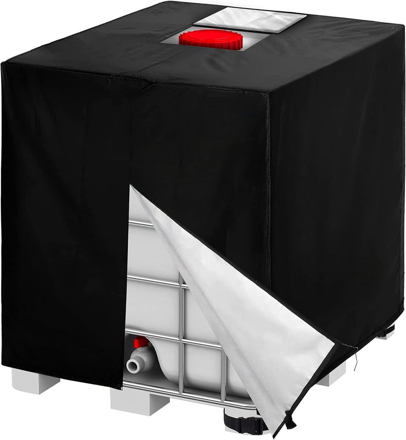 Granatan IBC Tote Cover 420D, 275 Gallon, Water Tank Protective Cover Outdoor Black - Image 1